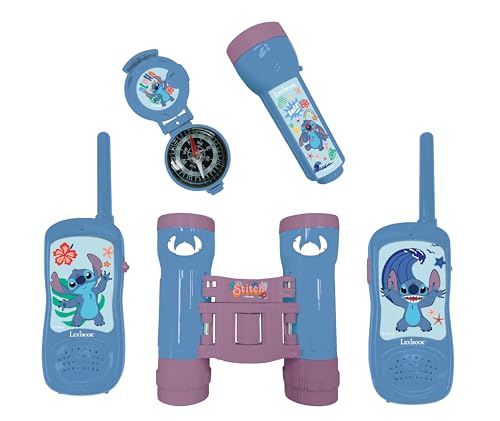 Lexibook, Disney Stitch, Abenteurer-Set für Kinder, Walkie-Talkies 120m, Fernglas, Kompass, Taschenlampe, blau/lila, RPTW12D von Lexibook