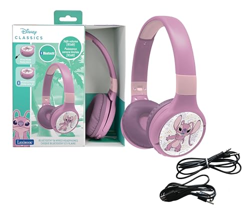 Lexibook, Disney Stitch, Angel 2-in-1 Bluetooth- und Kabelkopfhörer mit Mikrofon und Steuertasten, faltbar und verstellbar, langlebiger Akku, Pink, HPBT010D1 von Lexibook