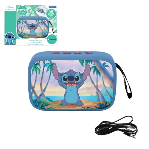 Lexibook, Disney Stitch, Tragbarer Bluetooth-Lautsprecher, kabellos, USB-C, SD/TF-Karte, wiederaufladbarer Akku, blau, BT018D von Lexibook