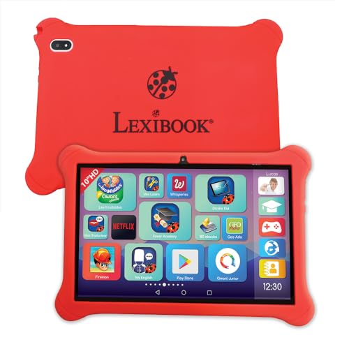 Lexibook, Lexipad 10 Zoll Tablet Ludo auf Android, entworfen für die ganze Familie, Lerninhalte und Spaß, Kindersicherung, TLN10FR, Rot/Weiß von Lexibook