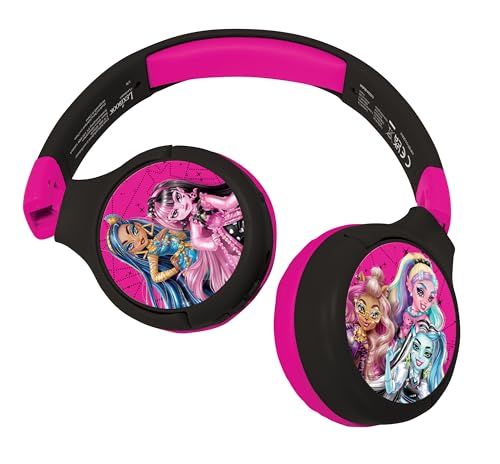 Lexibook, Monster High, 2-in-1 Bluetooth & kabelgebundene Kopfhörer mit Mikrofon und Steuertasten, faltbar und verstellbar, langlebiger Akku, rosa/schwarz, HPBT010MH von Lexibook