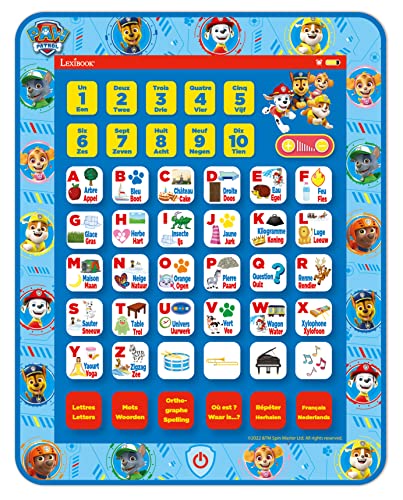 Lexibook, Paw Patrol, zweisprachiges Lerntablett, Spielzeug zum Lernen der Buchstaben, Zahlen Vokabular und Musik, Sprachen Französisch/Niederländisch, Blau, JCPAD002PAi10 von Lexibook