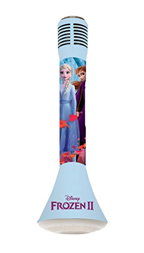 Lexibook 50 MIC210FZ Disney Frozen 2 Eiskönigin-Tragbarer Bluetooth Stimmwechselfunktion, Mikrofon zum Singen, Leuchtender Lautsprecher 5W, Micro SD-Anschluss, Blau/Violett, Sin Talla von Lexibook