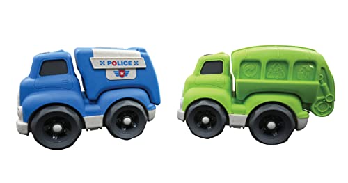 Lexibook BioC06 Spielzeugautos zum Teil aus Weizenfasern hergestellt-Polizei und Feuerwehr für Kinder, Rot, Blau, Grün, Gelb, Rosa von Lexibook