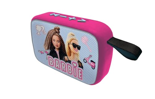 Lexibook BT018BB Mattel Barbie-Tragbarer Bluetooth-Lautsprecher, kabellos, USB-C, SD/TF-Karte, wiederaufladbarer Akku, blau/rosa, M von Lexibook