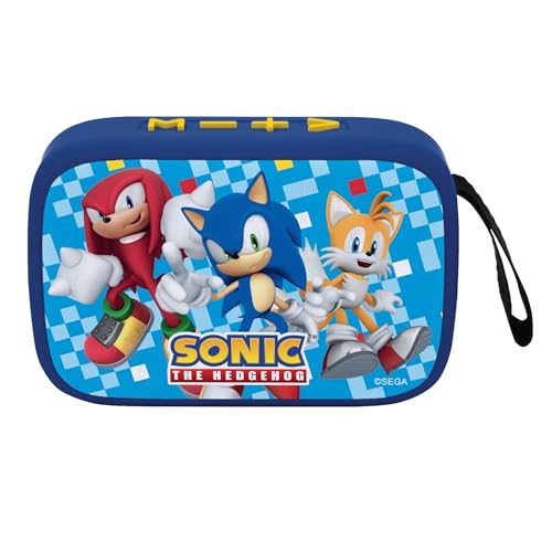 Lexibook BT018SN, SEGA Sonic The Hedgehog, Tragbarer Bluetooth-Lautsprecher, kabellos, USB-C, SD/TF-Karte, wiederaufladbarer Akku, Blau, EEN maat von Lexibook