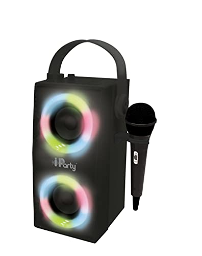 Lexibook BTP180BKZ Portable Light Speaker iParty-Tragbarer Bluetooth-Lichtlautsprecher mit Mikrofon, Stereoanlage, Lichteffekten, Karaoke, Kabelloser, USB, SD-Karte, Akku, Schwarz, Einheitsgröße von Lexibook