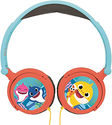 Lexibook, Baby Shark, Stereo-Kopfhörer, kindersichere Lautstärke, klappbar und einstellbar, blau/orange, HP015BS von Lexibook