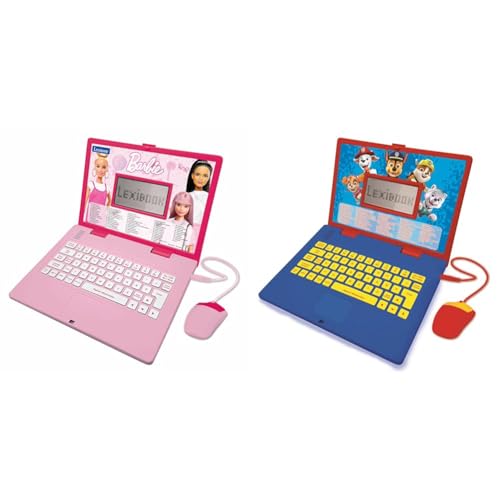 Lexibook Barbie, Pädagogischer und zweisprachiger Laptop in Englisch/Deutsch & Paw Patrol - Zweisprachiger Laptop für Bildungszwecke Englisch und Deutsch von Lexibook