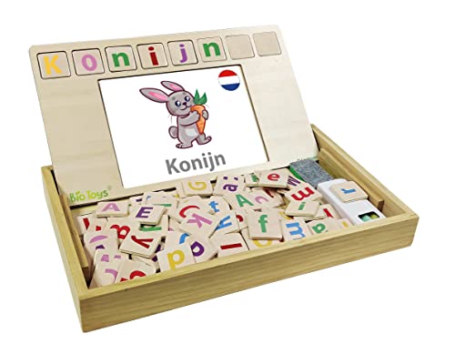 LEXIBOOK EDU100i10 Bio Toys Alphabet-Karten, zweisprachig, französisch, niederländisch, 50 Stück, Standard-Größe von Lexibook