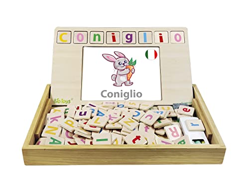 Lexibook Bio Toys Wortschule, zweisprachig, Italienisch/Englisch, 50 Karten, Alphabet von Lexibook