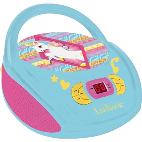 Lexibook Boombox CD-Player Einhorn Unicorn, AUX-Eingangsbuchse, USB-port, AC-Betrieb oder Batterie, Blau/Pink, RCD108UNI_10 von Lexibook