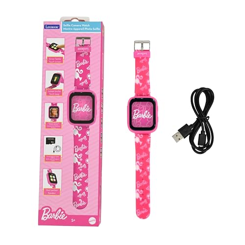 Lexibook DMW070BB, Barbie, Selfie-Kamera-Uhr, HD-Touchscreen, 720p-Kamera, MP3-Player, Eingebauter Lautsprecher, Diktiergerät, Schrittzähler, 5 Spiele, Rosa, EinheisgroBe von Lexibook