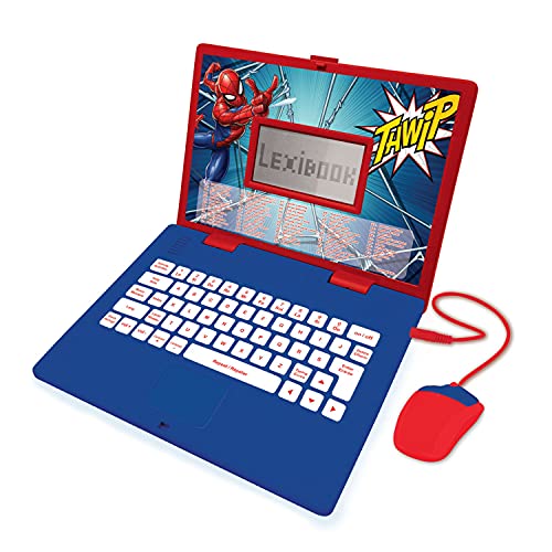 Lexibook Disney Marvel Spider-Man - pädagogischer und zweisprachiger Laptop Englisch/Polnisch - Kinderspielzeug (Jungen und Mädchen) 124 Aktivitäten, Spiele und Musik - blau/rot, JC598SPi17 von Lexibook