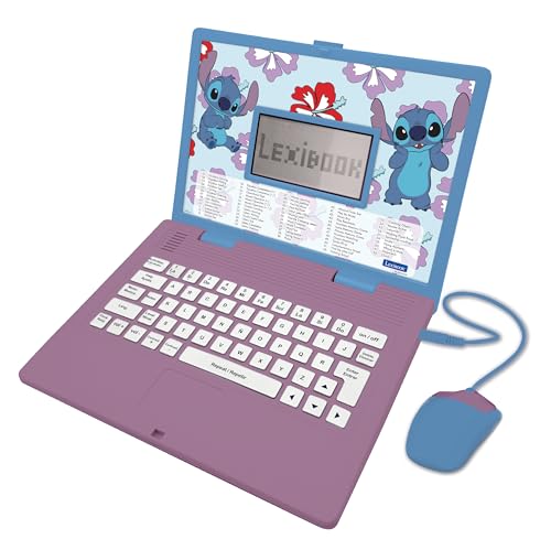 Lexibook - Disney Stitch - Zweisprachiger Englisch/Spanischer Lern-Laptop, 124 Sprachaktivitäten, Schreiben, Mathematik, Logik, Musik und Spiele, Jungen und Mädchen, JC598Di2 von Lexibook