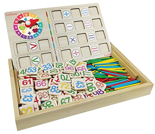 Lexibook EDU200 Clock Hands Bio Toys Math School, eine hölzerne Aktivitätsbox zum Zählen Lernen, Vorschule pädagogisches Spielzeug zum ersten Mal Erwachen, bunt, M von Lexibook