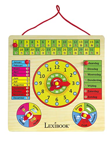 Lexibook EDU365NL Bio Toys, Mein erster pädagogischer Wandkalender aus Holz mit Uhr, niederländisch, S von Lexibook