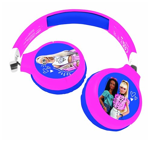 Lexibook, Barbie, 2-in-1 Bluetooth- und kabelgebundene Kopfhörer mit Mikrofon und Steuerungstaste, wiederaufladbarer Langzeitakku, Pink, HPBT010BB von Lexibook