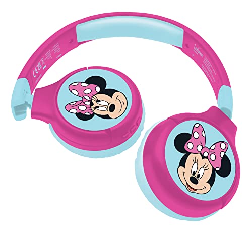 Lexibook, Minnie, 2-in-1-Bluetooth-Kopfhörer für Kinder, Stereo, drahtlos, kabelgebunden, kindersicher, faltbar, verstellbar, rosa/blau, HPBT010MN von Lexibook