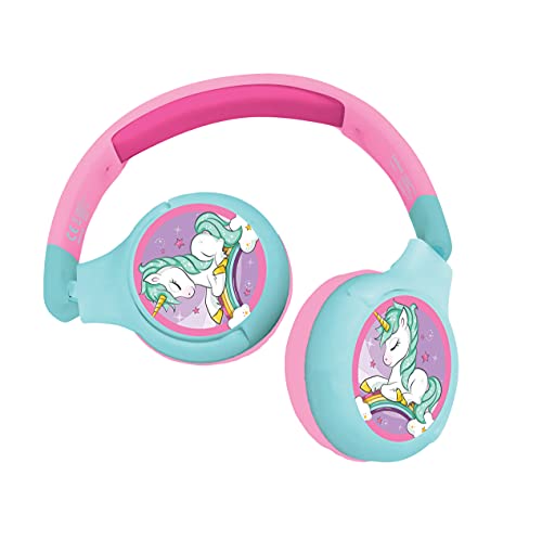 Lexibook HPBT010UNI Unicorno Einhorn 2-in-1-Bluetooth-Kopfhörer für Kinder-Stereo Wireless Wired, Kindersicher für Jungen Mädchen, faltbar, verstellbar, rosa/braun, Unicorn von Lexibook