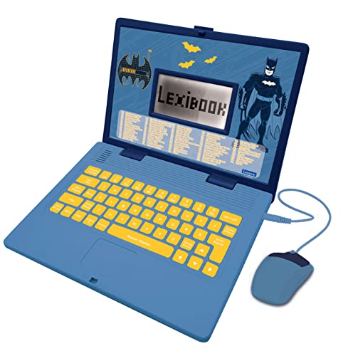 Lexibook JC598BATi1 Batman Lern- und Zweisprachiger Laptop Französisch/Englisch Spielzeug mit 124 Aktivitäten zum Lernen von Mathematik, Daktylografie, Logik, Uhr, Spielen und Musik von Lexibook