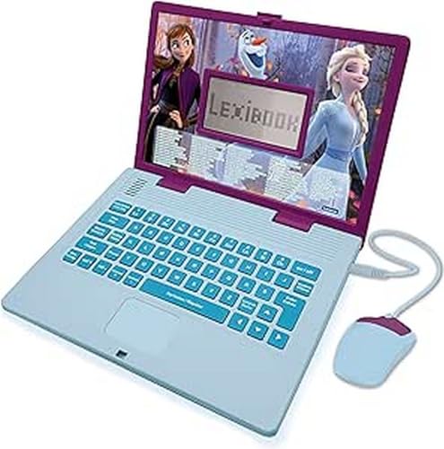 Lexibook Disney Frozen Die Eiskönigin 2 Lerncomputer, zweisprachig, Französisch/Niederländisch, Spielzeug für Mädchen mit 124 Aktivitäten zum Lernen, Spaß und Spielen von Klavier, Blau/Violett, von Lexibook