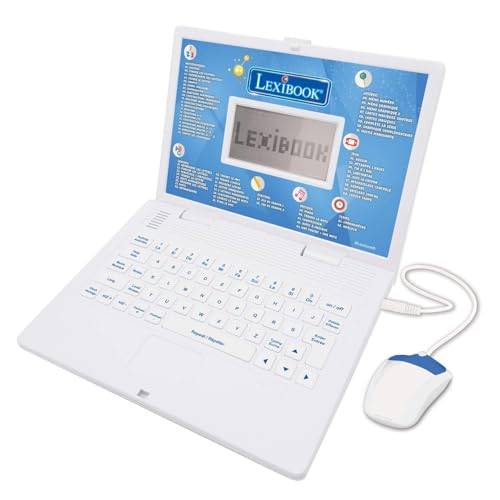 LEXIBOOK JC598i1_01 Lern- und Zweisprachiges Laptop Französisch/Englisch Spielzeug für Kinder mit 124 Aktivitäten zum Lernen von Mathematik, Daktylografie, Logik, Uhrlesen, Spielen und Musik von Lexibook