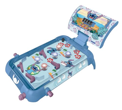 Lexibook, Disney Stitch, Elektronischer Tischflipper, Action- und Reflexspiel für Kinder und Familie, LCD-Bildschirm, Licht- und Soundeffekte, Blau, JG610D von Lexibook