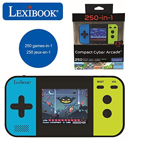 Lexibook, Compact Cyber Arcade, tragbare Spielkonsole, 250 Spiele, LCD, batteriebetrieben, Videospiel für Kinder, schwarz/blau/grün, JL2377 von Lexibook