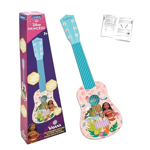 Lexibook, Disney Vaiana, Meine erste Gitarre für Kinder, 6 Nylonsaiten, 53 cm, Anleitung enthalten, Rosa/Blau, K200VN von Lexibook