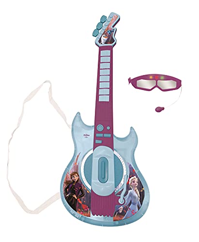 Lexibook, Die Eiskönigin, Leuchtende elektronische Gitarre mit Mikrofon, Brille mit Mikrofon, Melodien, 2 Spielmodi, MP3-Anschluss, Blau/Violett, K260FZ von Lexibook