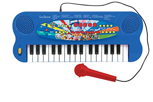 Lexibook K703PA Paw Patrol Elektronisches Keyboard, 32-Tasten-Piano, Mikrofon zum Singen, 22 Demo-Songs, Batteriebetrieb, Blau/Rot, Schwarz von Lexibook