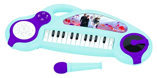 Lexibook K704FZ Frozen Elektronisches Klavier für Kinder mit Lichteffekten, Mikrofon, Schlagzeug, integriertem Lautsprecher, Demo-Melodien, DJ-Player, lila/blau von Lexibook