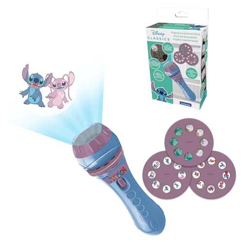 LEXIBUCH – 2-in-1-Geschichtenprojektor und Disney Stitch-Taschenlampe (3 Discs – 24 Bilder enthalten) – Blau – LTC050D von Lexibook