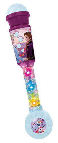 Lexibook MIC90FZ Disney Frozen Eiskönigin Aufleuchtendes Mikrofon für Kinder, musikalisches Spiel, integrierte Lautsprecher, lichteffekte, Audiokabel-Stecker, lila, violett/blau von Lexibook