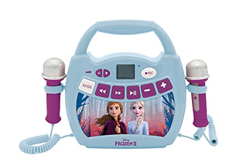 Lexibook MP300FZZ Disney Frozen 2 ELSA, Anna-Mein erster Musikplayer mit 2 Spielzeugmikrofonen, kabellos, Aufnahmefunktion, Stimmeneffekt, Blau/Lila von Lexibook