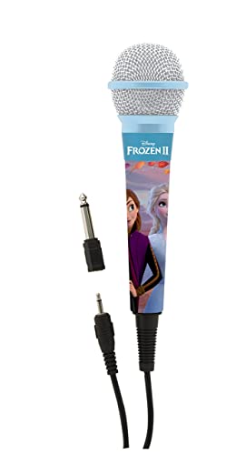 Lexibook Mikrofon Disney Frozen Die Eiskönigin Elsa, 3, 5 Jack und 6, 3 mm Adapter, Hohe Empfindlichkeit, mit Kindern oder mit Freunden zu Singen, Blau, MIC100FZ von Lexibook