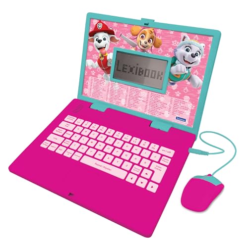 Lexibook, Paw Patrol Lern- und Zweisprachiger Laptop in Englisch/Französisch, Spielzeug für Kinder mit 124 Aktivitäten zum Lernen, Spielen und Musik, Rosa, JC598PAGi1 von Lexibook