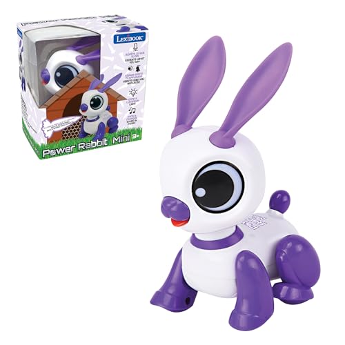 Lexibook Power Rabbit Mini - Mein Kleiner Hase Roboter - Hasenroboter mit Geräuschen, Musik, Lichteffekten, Sprachwiederholung und Geräuschreaktion, Spielzeug für Jungen und Mädchen - ROB02RAB von Lexibook