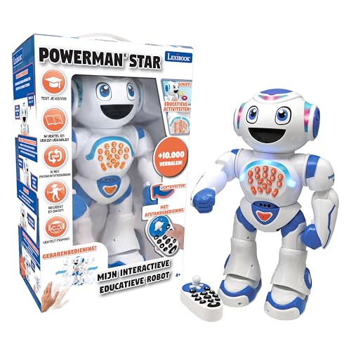 Lexibook, Powerman® Star, Ferngesteuerter Roboter, Sprechen und Gehen, programmierbar, für Kinder 4+, niederländische Version, Weiß/Blau, ROB85FR von Lexibook