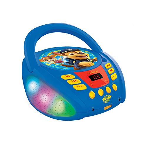 Lexibook, Paw Patrol, Bluetooth-CD-Player für Kinder, tragbar, mehrfarbige Lichteffekte, Mikrofonbuchse, Aux-in-Buchse, AC- oder batteriebetrieben, Mädchen, Jungen, Blau/Rot, RCD109PA von Lexibook