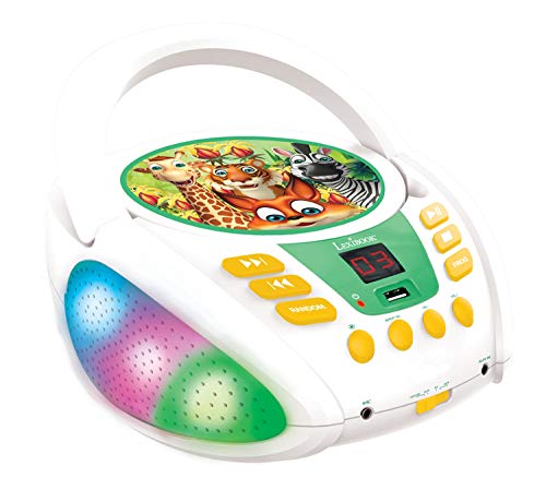 Lexibook RCD109ANX Dschungeltieren-Bluetooth-CD-Player für Kinder-Tragbar, Lichteffekte, Mikrofonbuchse, Aux-In, Akku oder Netz, Mädchen, Jungen, Weiß, White/Opulent Garden von Lexibook