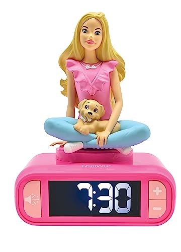 Lexibook, Barbie, Nachtwecker, Sounds und Melodien, LCD-Bildschirm mit Hintergrundbeleuchtung, beleuchtet, Snooze, Pink, RL800BB von Lexibook