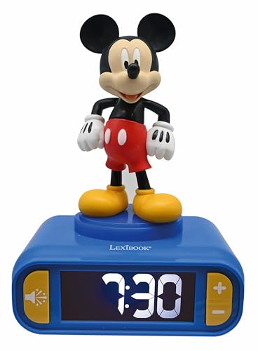 Lexibook, Disney Mickey, Wecker mit Nachtlicht, Sounds und Melodien, hintergrundbeleuchtetes LCD-Display, beleuchtet, Schlummerfunktion, Blau, RL800MCH von Lexibook