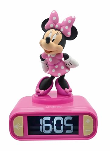 Lexibook, Disney Minnie, Nachtwecker, Sounds und Melodien, LCD-Bildschirm mit Hintergrundbeleuchtung, Leuchtanzeige, Schlummerfunktion, Pink, RL800MN von Lexibook