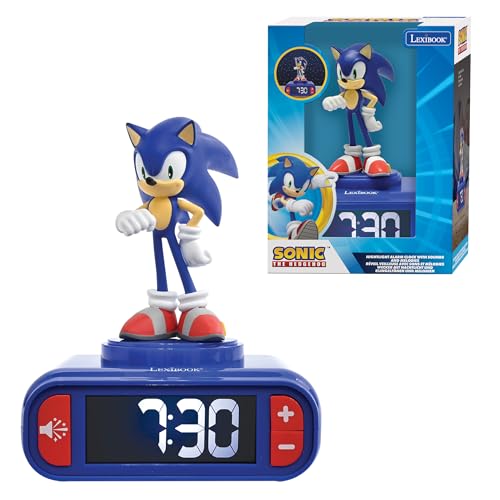 Lexibook, Sonic The Hedgehog, Sonic Nachtlicht-Wecker, Klänge und Melodien, Hintergrundbeleuchtetes LCD-Display, Leuchtend, Snooze, Blau, RL800SN von Lexibook