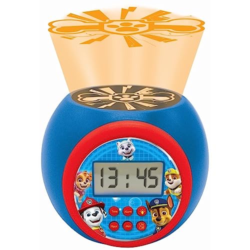 Lexibook RL977PA Paw Patrol Projektorwecker mit Schlummerfunktion und Weckfunktion, Nachtlicht mit Timer, LCD-Bildschirm, Batteriebetrieb, Blau/Rot, Mehrfarbig von Lexibook