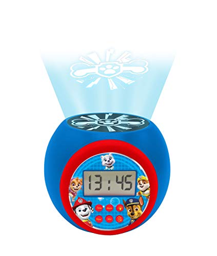 Lexibook RL977PA Paw Patrol Projektorwecker mit Schlummerfunktion und Weckfunktion, Nachtlicht mit Timer, LCD-Bildschirm, Batteriebetrieb, Blau/Rot, Mehrfarbig von Lexibook