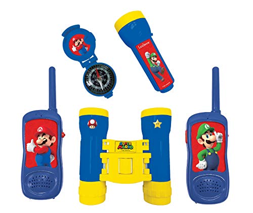 Lexibook, Super Mario, Abenteurer-Set für Kinder, Walkie-Talkies, Fernglas, Kompass, Taschenlampe, blau/gelb, RPTW12NI von Lexibook