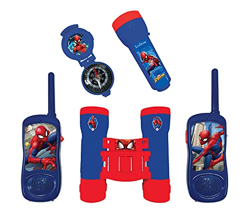 Lexibook, Spider-Man, Abenteurer-Set für Kinder, Walkie-Talkies 120m, Fernglas, Kompass, Taschenlampe, blau/rot, RPTW12SP von Lexibook